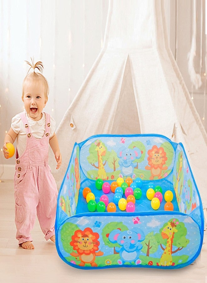 BabyMoo حوض كرات قابل للطي متعدد الألوان من بيبي موو، يحتوي على 30 كرة | حوض كرات كرة سلة للأطفال بتصميم غابة للأطفال، مناسب للأطفال من عمر سنتين فما فوق، بنين وبنات. - Image 2